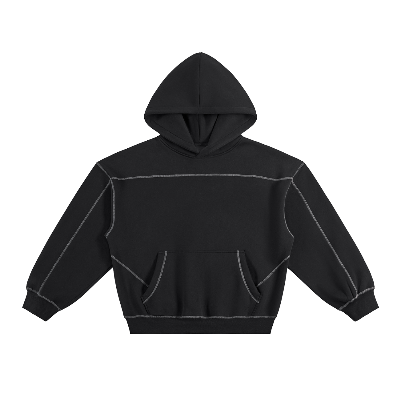 RRX Contrast-Stitched Boxy Fleece Hoodie