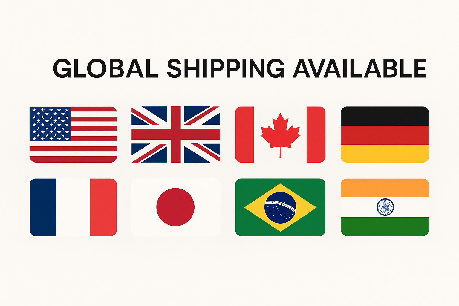 Global shipping banner with country flags