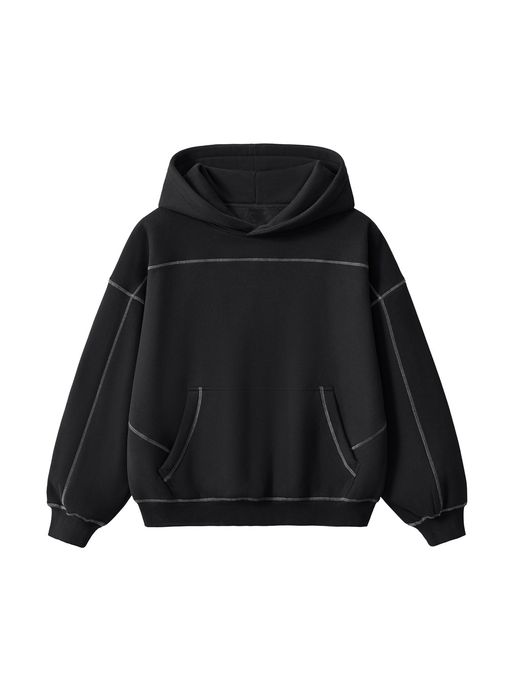 RRX Contrast-Stitched Boxy Fleece Hoodie
